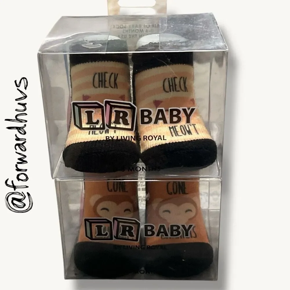 Living Royal Baby Socks Set 0–6 Months Monkeys and Cats